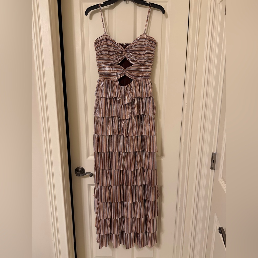 Gianni Bini Multicolor Striped Tiered Maxi Dress